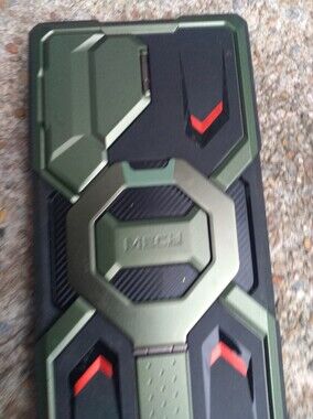 MEC Green and Black Rugged Phone Case with Red Accents